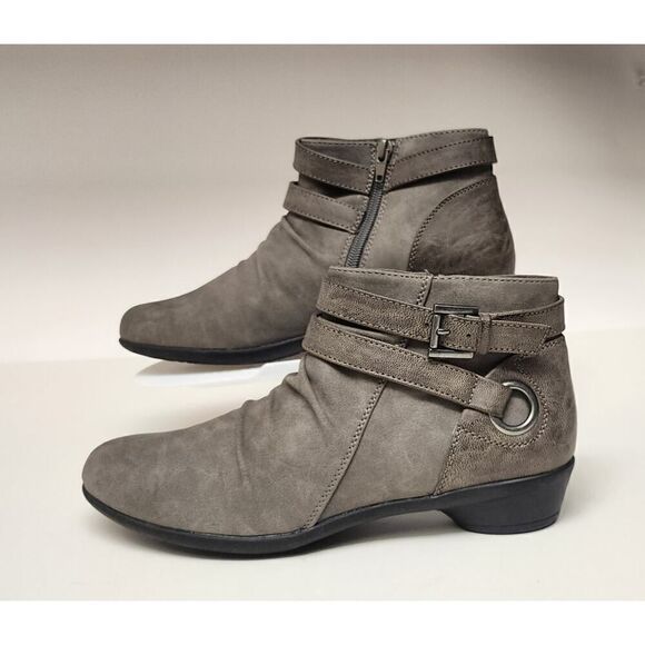 Axxiom Charlotte Faux Leather Gray Ankle Boots Size 8M - Picture 1 of 10